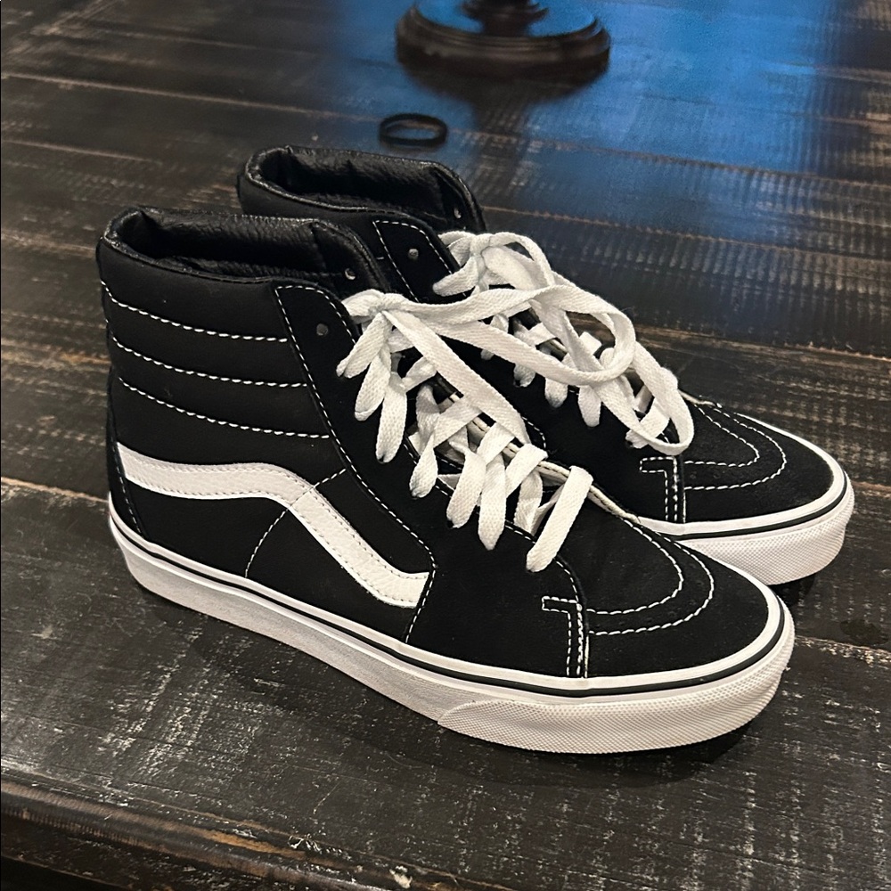 Vans Men's Black and White High-Top Sneakers
